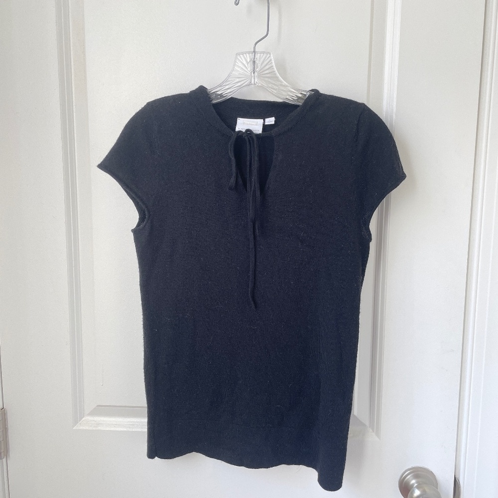 Anthropologie Black Wool Tie-Front Sweater